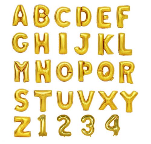 16 inches Gold Helium Foil Number and Letter Balloons