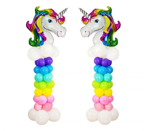 2 Set Rainbow Unicorn Balloon Column Stands