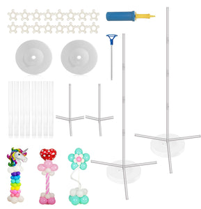 2 Set Balloon Column kit 61" Tall Sturdy Tripod Balloon Column Base and Pole with Balloon Rings for Birthday, Baby Shower, Graduation Outdoor, and Indoor